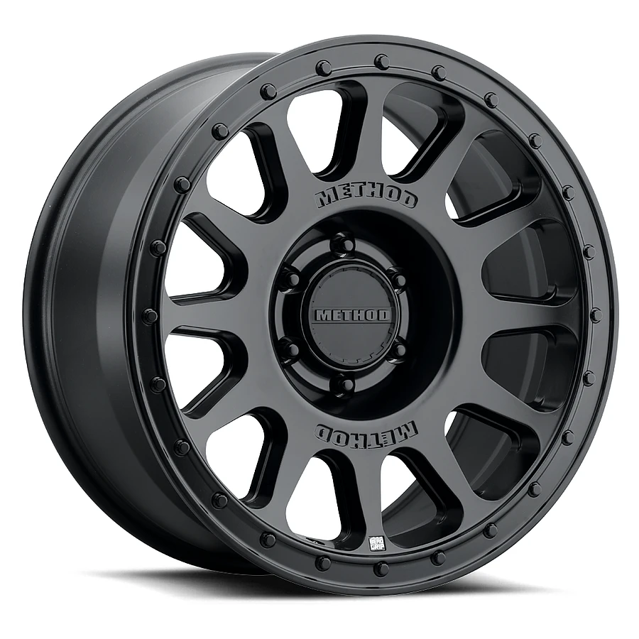 MR709 HD Bead Grip Matte Black Wheel Close-Up 17x8.5 6x139.7