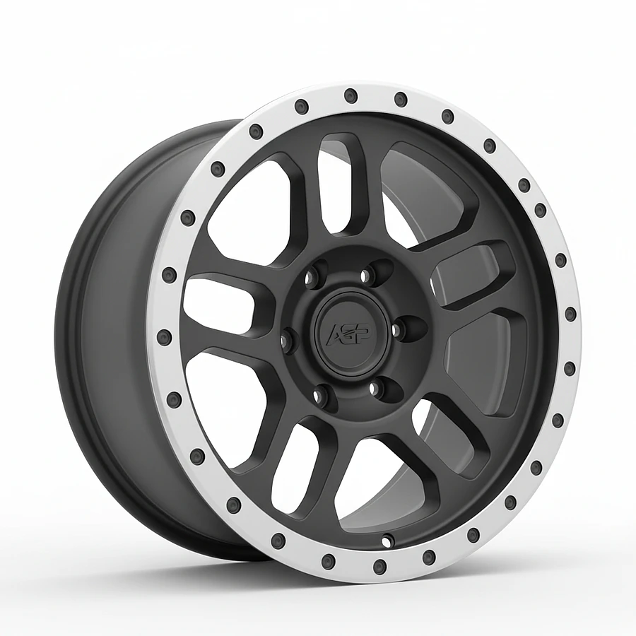 301 Matte Black with Machined Ring Rims for Jeep Wrangler, Jeep Grand Cherokee, Jeep Gladiator