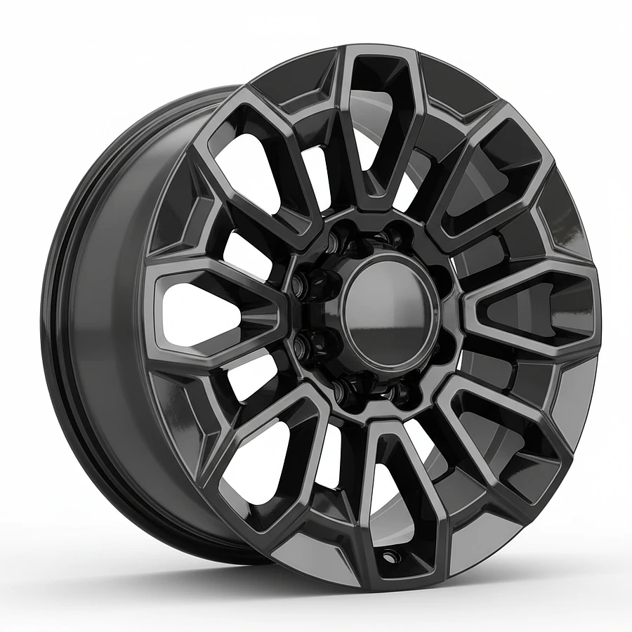 1140 Gloss Black Rims for Chevy Silverado 2500, Chevy Silverado 3500, Gmc Sierra 2500