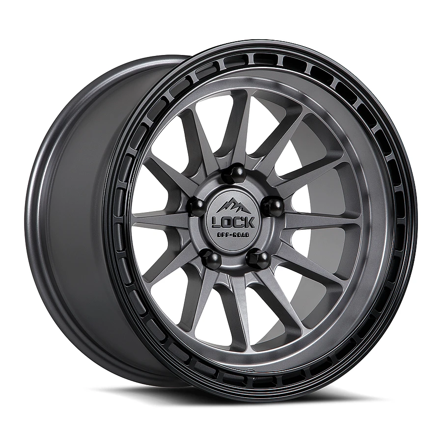 LOCK OFFROAD BAJA Wheels Matte Grey W Matte Black Ring 17x8 Rims 6x130mm ET+38mm