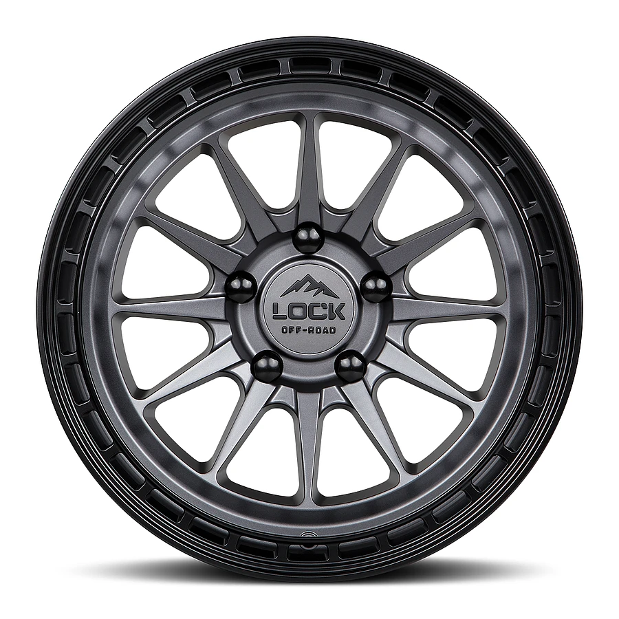 BAJA Matte Grey W Matte Black Ring Rims 17x8 6x130 ET+38