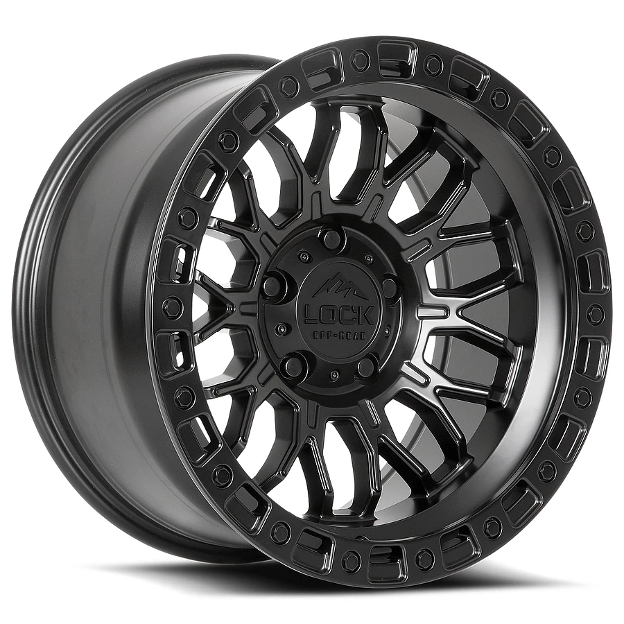 LOCK OFFROAD COMBAT Wheels Matte Black W Matte Black Ring 17x9 Rims 6x139.7mm ET+1mm LOCK OFFROAD - LOCK OFFROAD COMBAT Wheels Matte Black W Matte Black Ring 17x9 Rims 6x139.7mm ET+1mm - rims - 17" diameter - 6x139.7mm