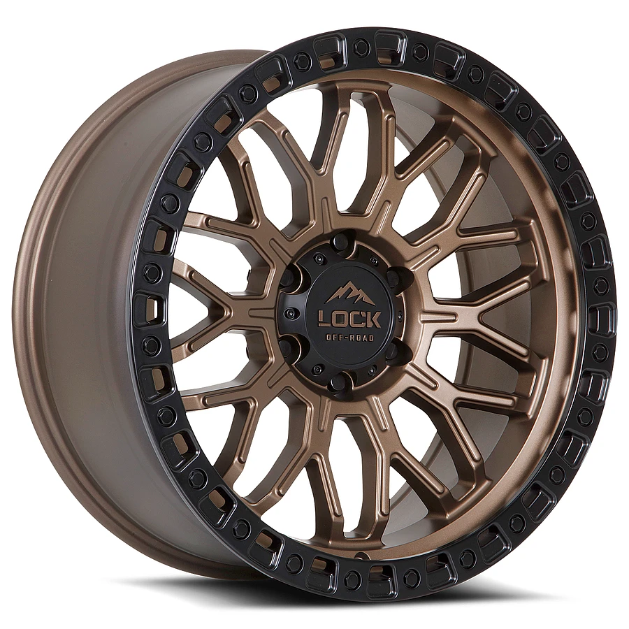LOCK OFFROAD COMBAT Wheels Matte Bronze W Matte Black Ring 17x9 Rims 6x139.7mm ET+1mm LOCK OFFROAD - LOCK OFFROAD COMBAT Wheels Matte Bronze W Matte Black Ring 17x9 Rims 6x139.7mm ET+1mm - rims - 17" diameter - 6x139.7mm