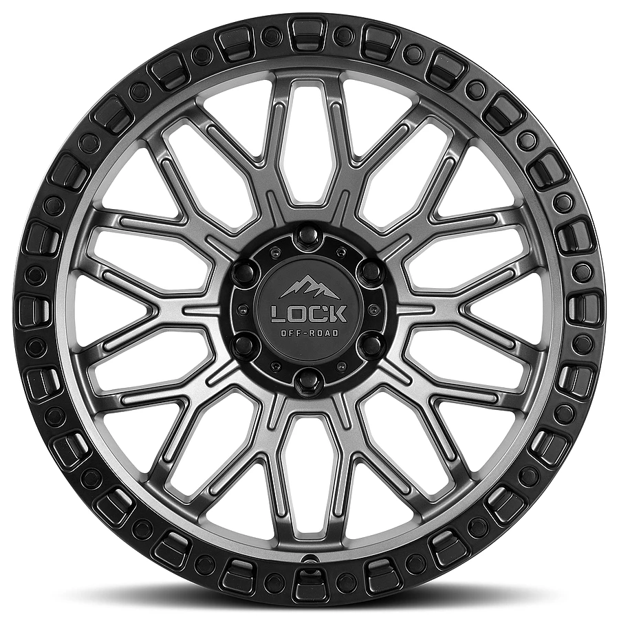 COMBAT Matte Grey W Matte Black Ring Rims for Dodge Ram 2500, Dodge Ram 3500, Chevy Silverado 2500 Classic