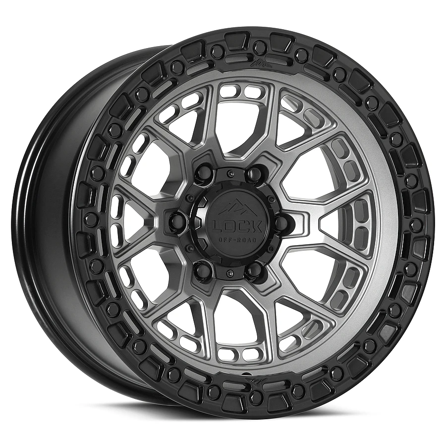 LOCK OFFROAD COMMANDO Wheels Matte Grey W Matte Black Ring 20x10 Rims 8x165.1mm ET-18mm LOCK OFFROAD - LOCK OFFROAD COMMANDO Wheels Matte Grey W Matte Black Ring 20x10 Rims 8x165.1mm ET-18mm - rims - 20" diameter - 8x165.1mm
