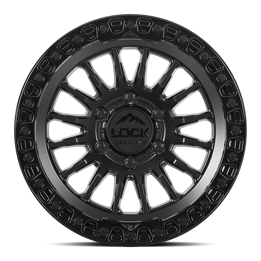 GRIT Matte Black W Gloss Black Ring Rims for Ford F150, Ford Expedition, Ford Raptor