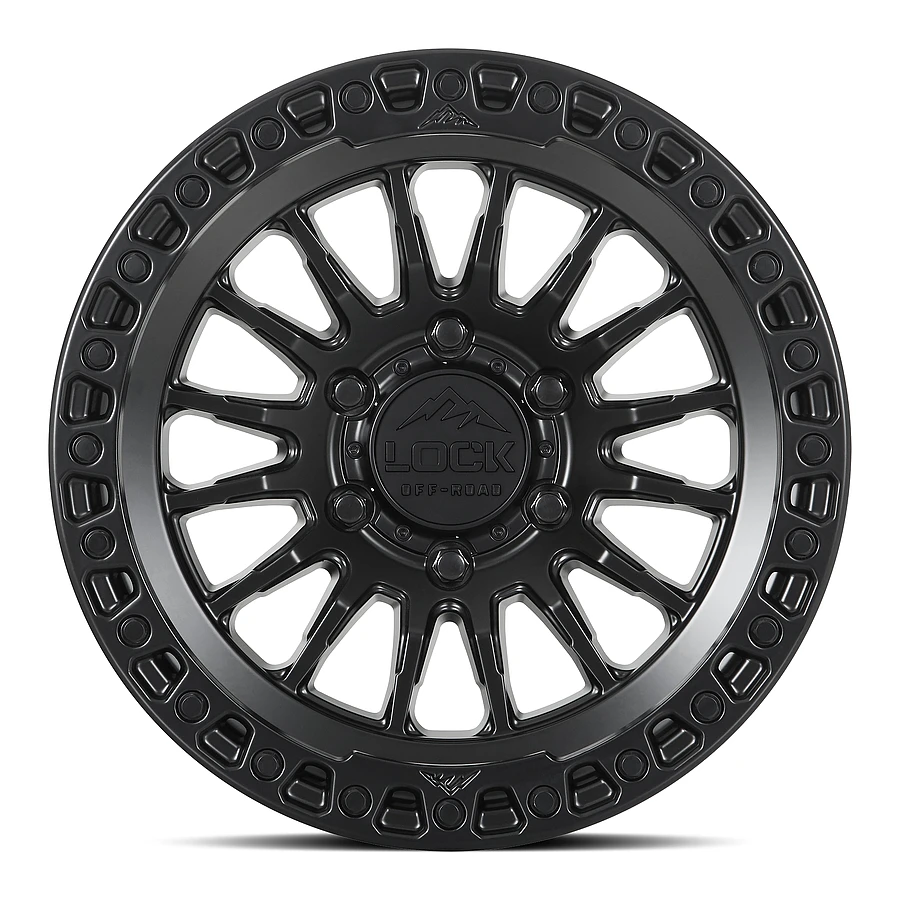 GRIT Matte Black W Matte Black Ring Rims for Toyota Tacoma, Toyota 4Runner, Chevy Silverado