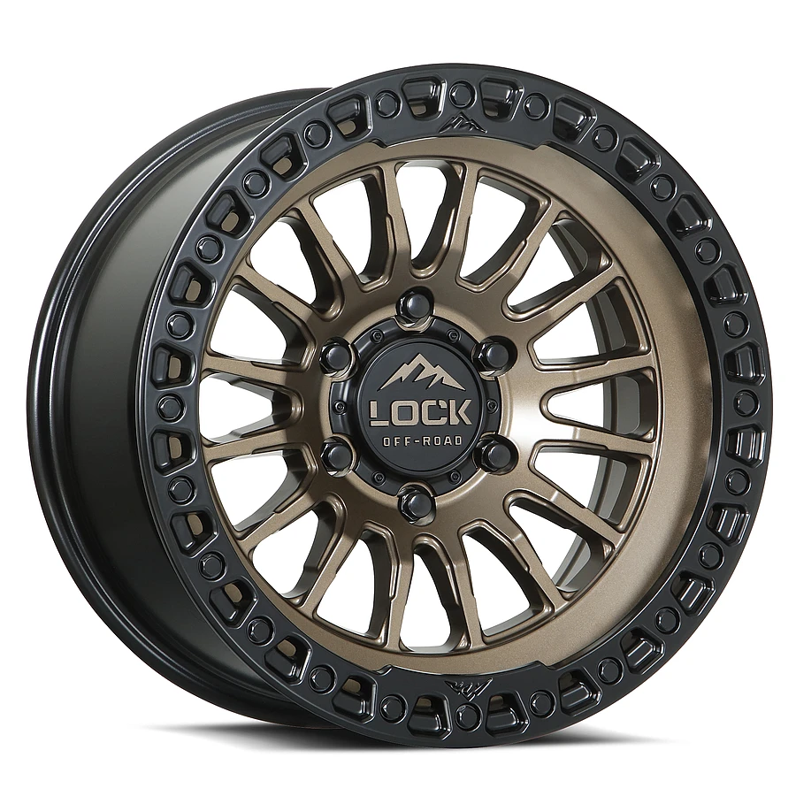 LOCK OFFROAD GRIT Wheels Matte Bronze W Matte Black Ring 17x9 Rims 6x139.7mm ET+1mm LOCK OFFROAD - LOCK OFFROAD GRIT Wheels Matte Bronze W Matte Black Ring 17x9 Rims 6x139.7mm ET+1mm - rims - 17" diameter - 6x139.7mm
