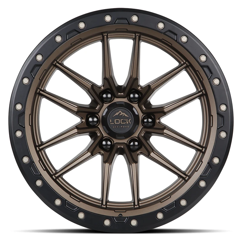 KRAWLER Matte Bronze W Matte Black Ring Rims for Dodge Ram 2500, Dodge Ram 3500, Chevy Silverado 2500 Classic