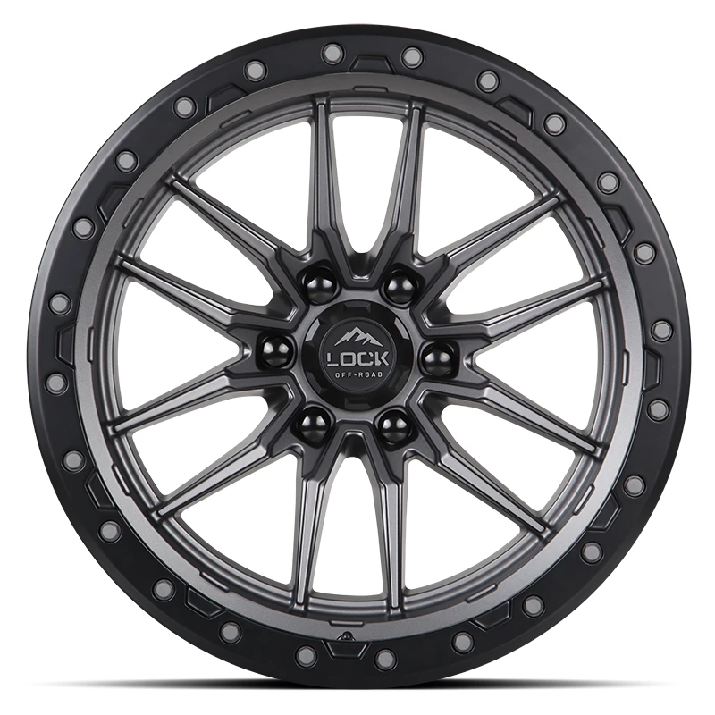 KRAWLER Matte Grey W Matte Black Ring Rims for Toyota Tacoma, Toyota 4Runner, Chevy Silverado