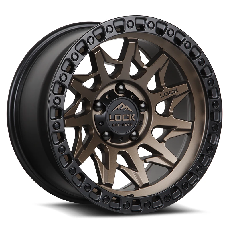 LOCK OFFROAD LUNATIC Wheels Matte Bronze W Matte Black Ring 20x9 Rims 8x180mm ET+20mm LOCK OFFROAD - LOCK OFFROAD LUNATIC Wheels Matte Bronze W Matte Black Ring 20x9 Rims 8x180mm ET+20mm - rims - 20" diameter - 8x180mm