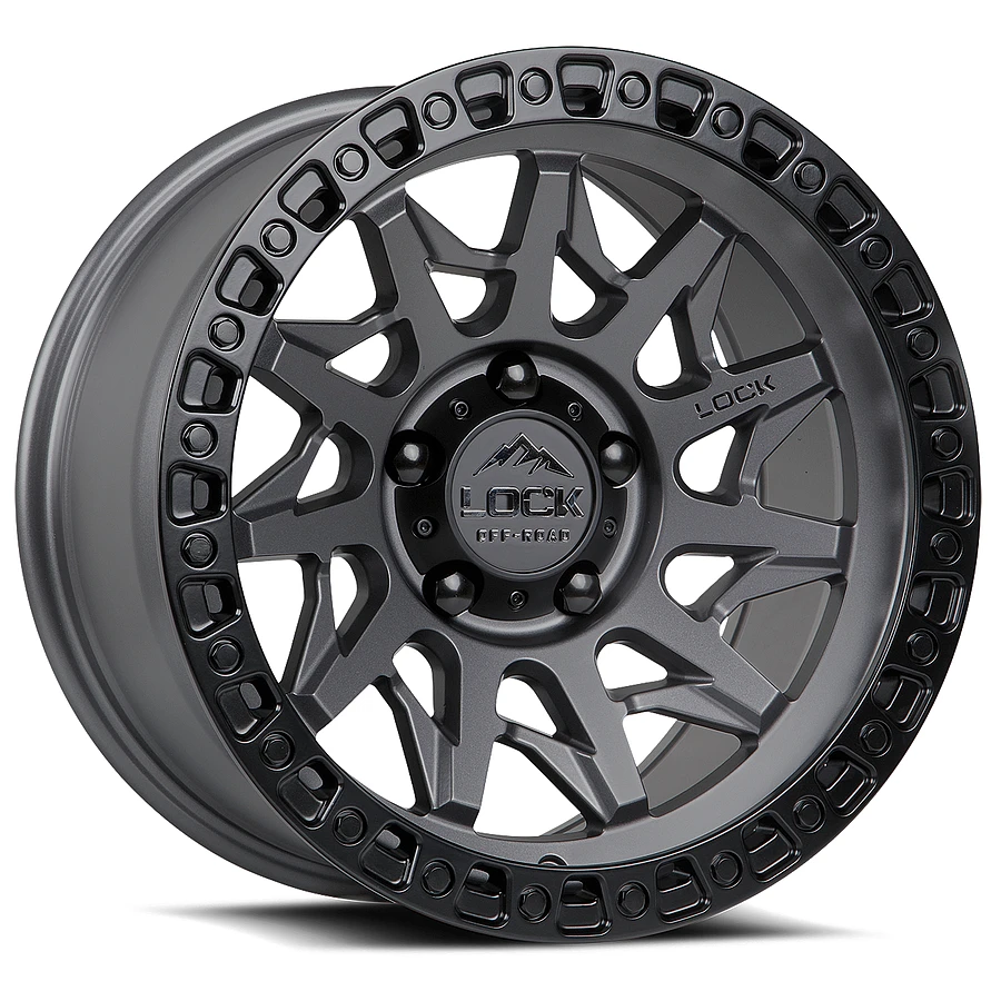 LOCK OFFROAD - LOCK OFFROAD LUNATIC Wheels Matte Grey W Matte Black Ring 20x10 Rims 8x170mm ET-18mm - rims - 20" diameter - 8x170mm