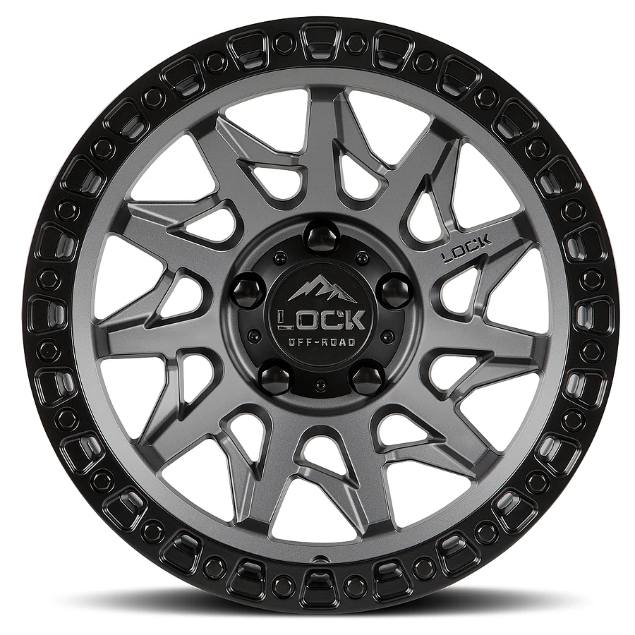 LUNATIC Matte Grey W Matte Black Ring Rims for Toyota Tacoma, Toyota 4Runner, Chevy Silverado