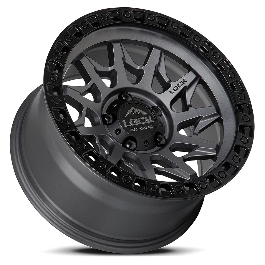 20 Inch Matte Grey W Matte Black Ring 6 Lug Rims LUNATIC-2969MGMBR