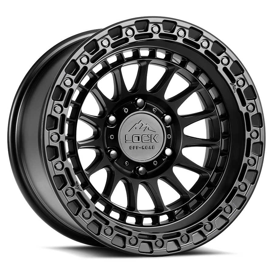 LOCK OFFROAD MOJAVE Wheels Matte Black W Matte Black Ring 17x9 Rims 5x127mm ET-12mm LOCK OFFROAD - LOCK OFFROAD MOJAVE Wheels Matte Black W Matte Black Ring 17x9 Rims 5x127mm ET-12mm - rims - 17" diameter - 5x127mm