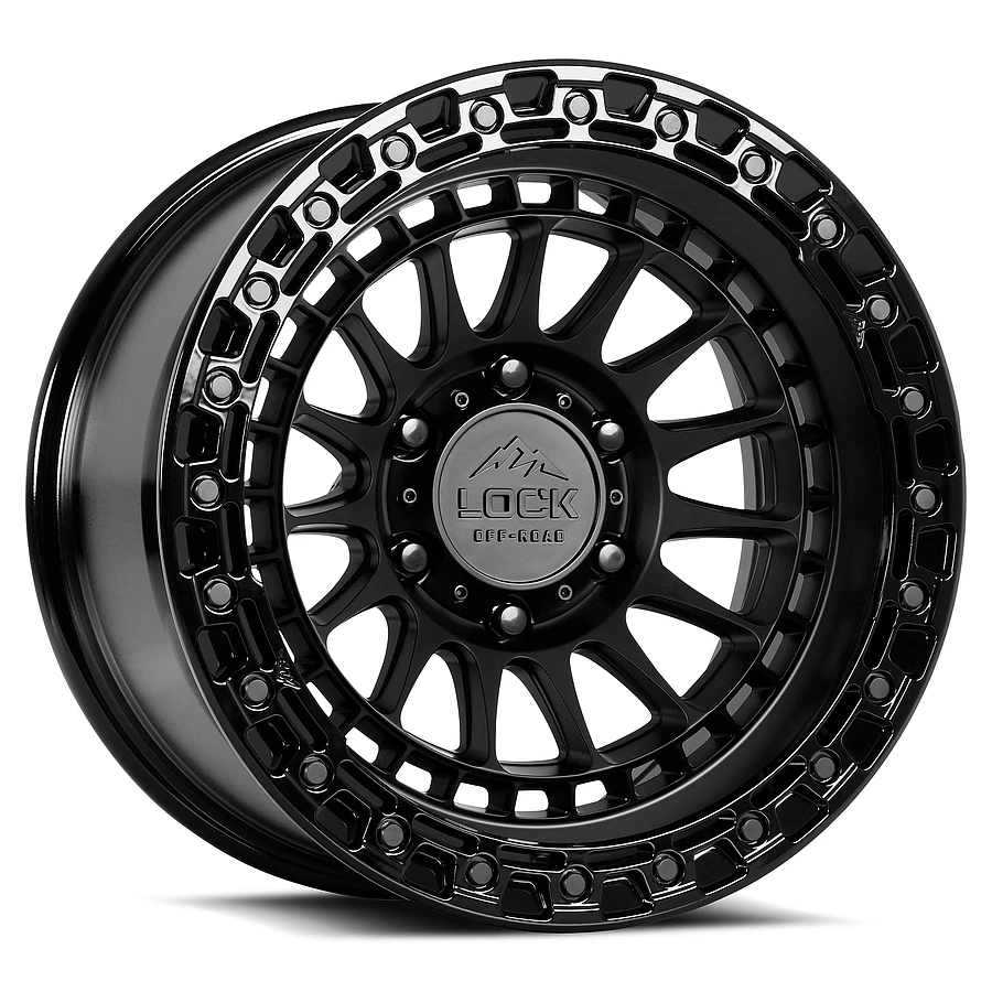 LOCK OFFROAD MOJAVE Wheels Matte Black W Gloss Black Ring 17x9 Rims 6x135mm ET-12mm LOCK OFFROAD - LOCK OFFROAD MOJAVE Wheels Matte Black W Gloss Black Ring 17x9 Rims 6x135mm ET-12mm - rims - 17" diameter - 6x135mm