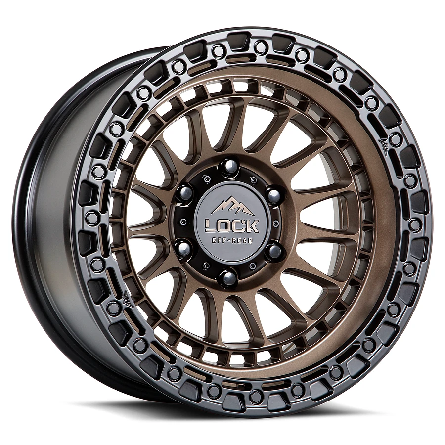 LOCK OFFROAD MOJAVE Wheels Matte Bronze W Matte Black Ring 17x9 Rims 8x170mm ET+1mm LOCK OFFROAD - LOCK OFFROAD MOJAVE Wheels Matte Bronze W Matte Black Ring 17x9 Rims 8x170mm ET+1mm - rims - 17" diameter - 8x170mm