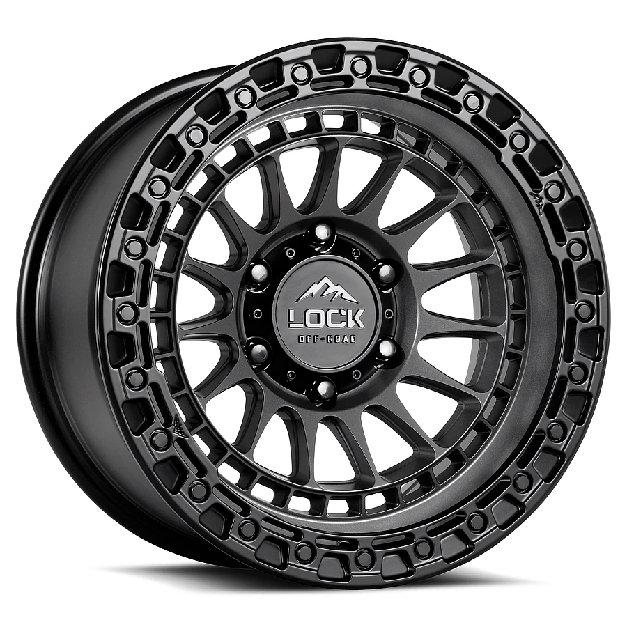 LOCK OFFROAD - LOCK OFFROAD MOJAVE Wheels Matte Grey W Matte Black Ring 17x9 Rims 6x135mm ET0mm - rims - 17" diameter - 6x135mm