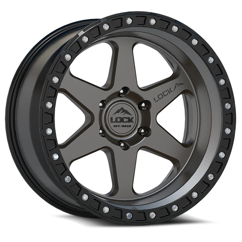 LOCK OFFROAD OLYMPUS Wheels Matte Grey W Matte Black Ring 17x9 Rims 5x127mm ET-12mm LOCK OFFROAD - LOCK OFFROAD OLYMPUS Wheels Matte Grey W Matte Black Ring 17x9 Rims 5x127mm ET-12mm - rims - 17" diameter - 5x127mm