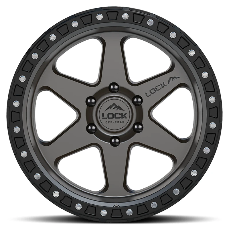 OLYMPUS Matte Grey W Matte Black Ring Rims for Jeep Wrangler, Jeep Grand Cherokee, Jeep Gladiator