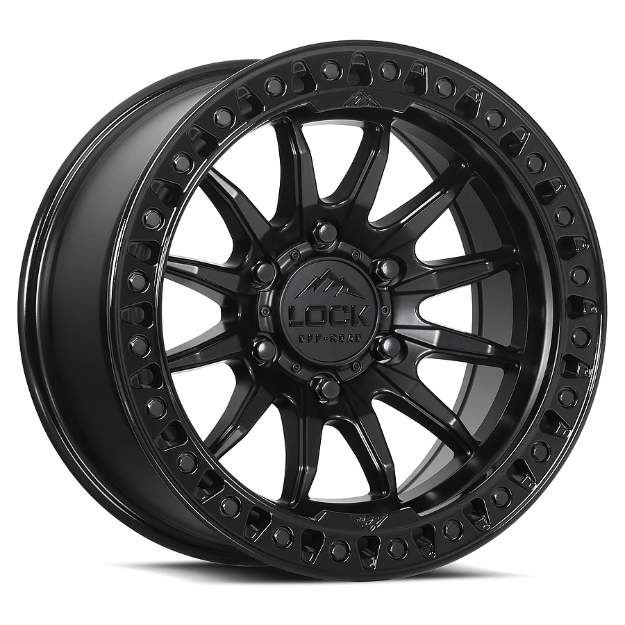 LOCK OFFROAD TRAIL Wheels Matte Black W Gloss Black Ring 17x9 Rims 5x127mm ET-12mm LOCK OFFROAD - LOCK OFFROAD TRAIL Wheels Matte Black W Gloss Black Ring 17x9 Rims 5x127mm ET-12mm - rims - 17" diameter - 5x127mm