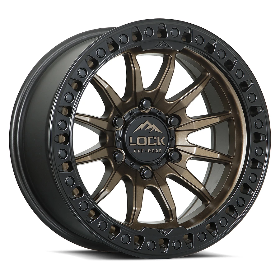 LOCK OFFROAD TRAIL Wheels Matte Bronze W Matte Black Ring 20x9 Rims 6x139.7mm ET+1mm