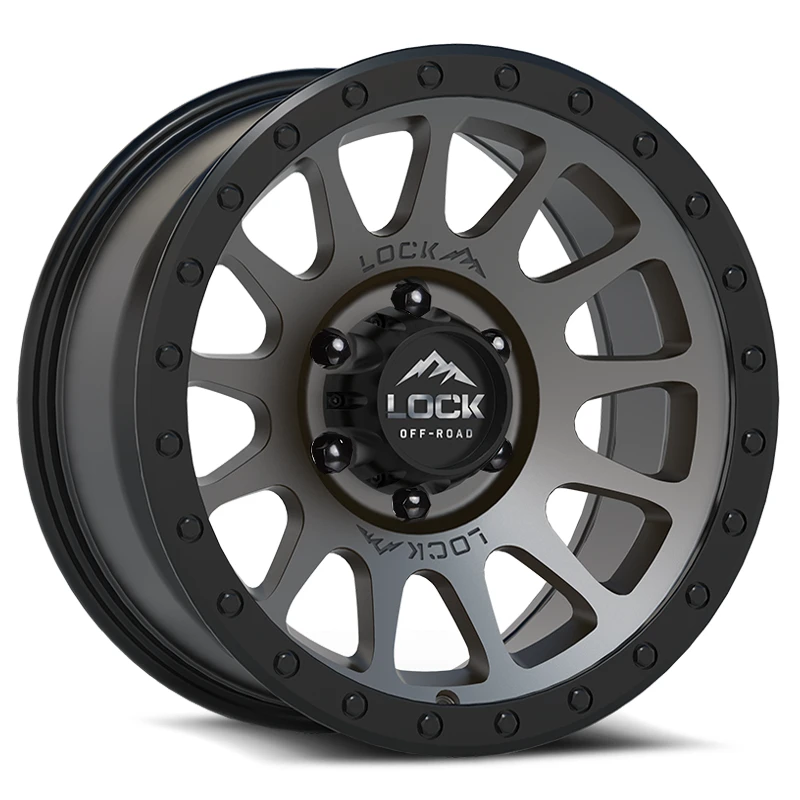 LOCK OFFROAD YOSEMITE Wheels Matte Grey W Matte Black Ring 20x9 Rims 6x139.7mm ET+18mm LOCK OFFROAD - LOCK OFFROAD YOSEMITE Wheels Matte Grey W Matte Black Ring 20x9 Rims 6x139.7mm ET+18mm - rims - 20" diameter - 6x139.7mm