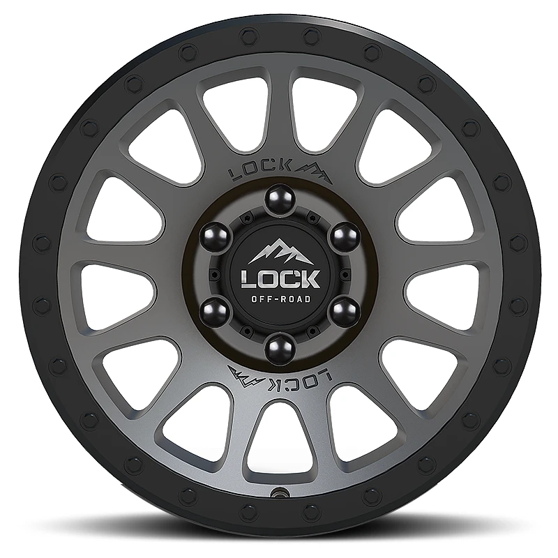YOSEMITE Matte Grey W Matte Black Ring Rims for Toyota Tacoma, Toyota 4Runner, Chevy Silverado