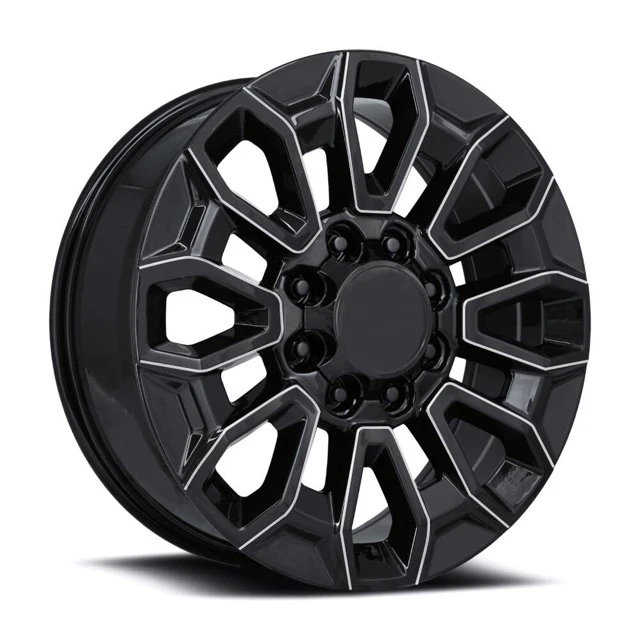 REPLICA 1140 Wheels Black Milled 22x9 Rims 8x180mm ET+24mm Replica - REPLICA 1140 Wheels Black Milled 22x9 Rims 8x180mm ET+24mm - rims - 22" diameter - 8x180mm