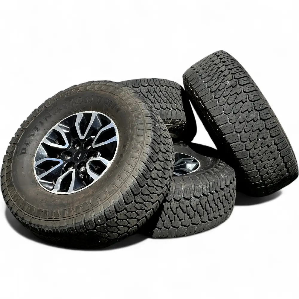 Ford + Firestone Ford 12 Spoke Black Machined 17x8.5 Wheels 6x135 Rims with Firestone Destination X/T 315/70R17 Tires Wheel & Tire Package - View 3