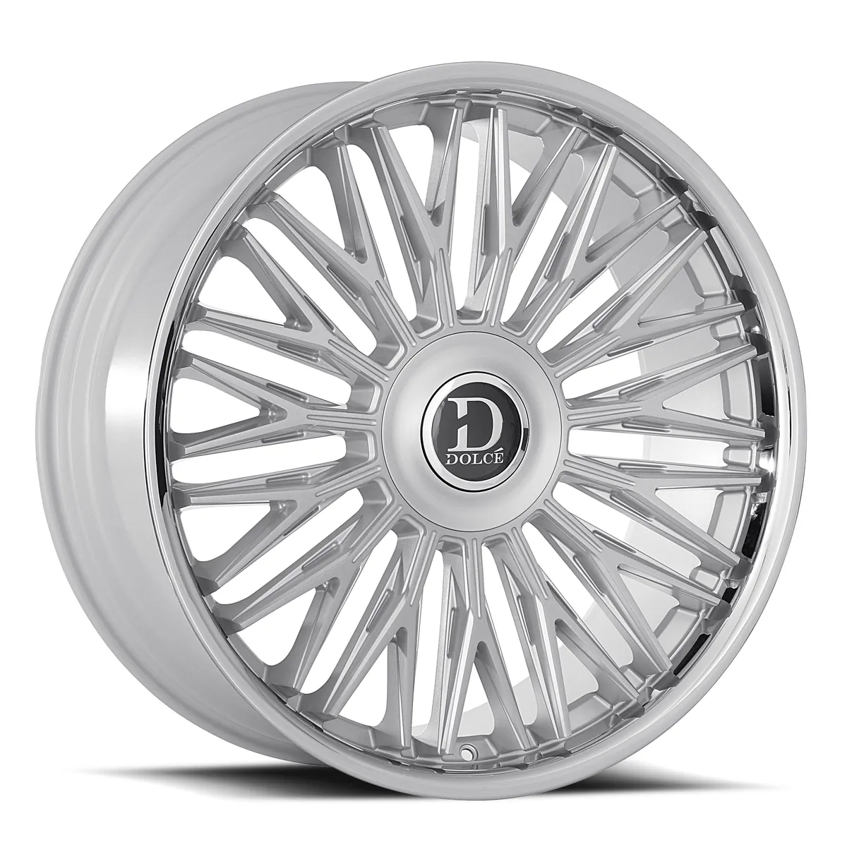 Lusso Gloss Silver Brush Face Stainless Lip Rims 24x10 6X135/6X139.7 ET35