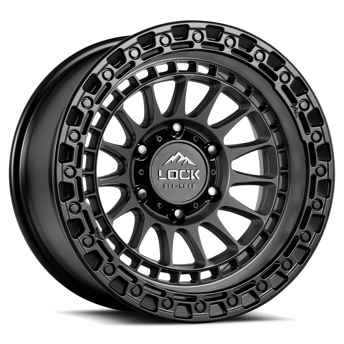 Mojave Matte Grey With Matte Black Ring Rims for Ford F150, Ford Expedition, Ford Raptor