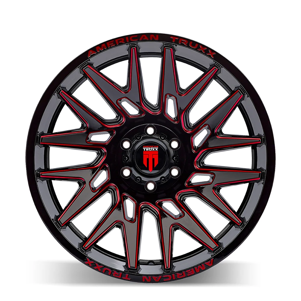 22 Inch Gloss Black Prizm Red 8 Lug Rims AT1919-22281BTR