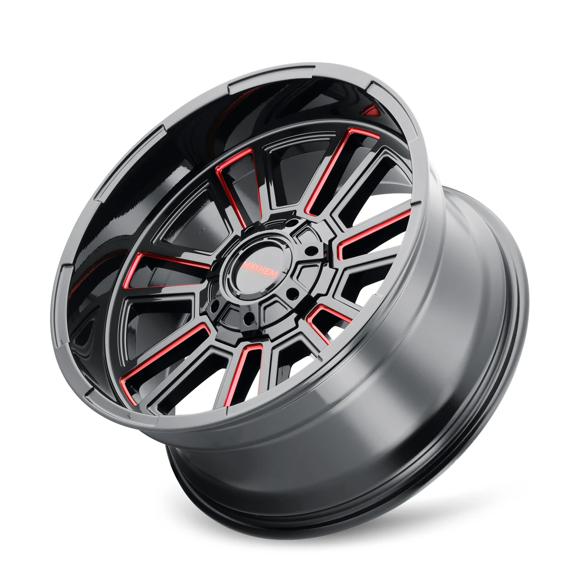 20 Inch Gloss Black Milled Prism Red 8 Lug Ford Rims 8115-2970BTR