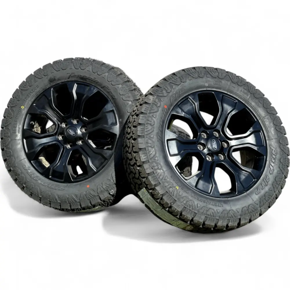 Ford + AMP Ford 6 Spoke Powder Coat Black 20x8.5 Wheels 6x135 Rims with AMP Terrain Pro A/T LT275/60R20 Tires Wheel & Tire Package - View 2