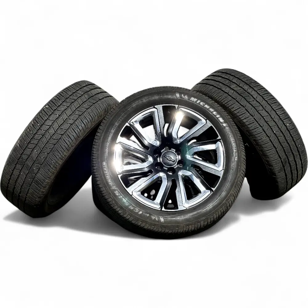 GMC + Michelin GMC 12 Spoke Powder Coat Black 22x9.0 Wheels 6x139.7 Rims with Michelin Defender LTX M/S2 275/50R22 Tires Wheel & Tire Package - View 3