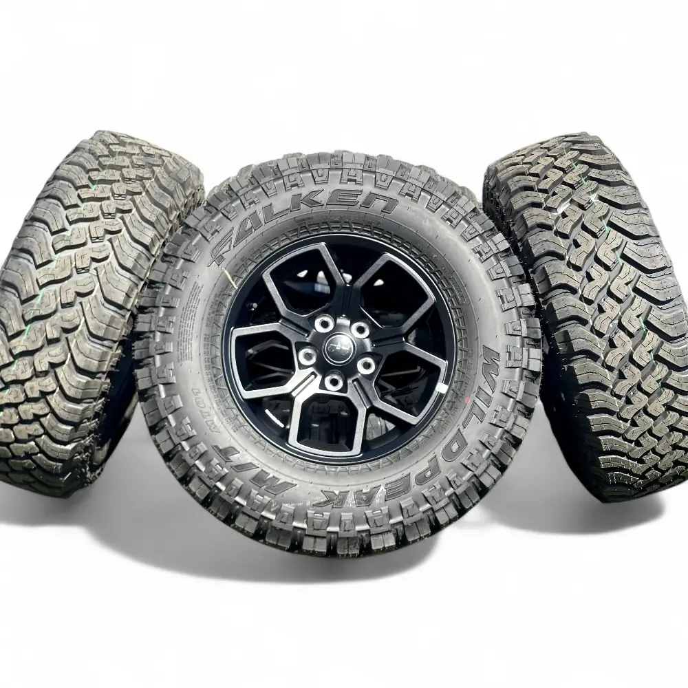Jeep + Falken Jeep 5 Y-Spoke Powder Coat Black 17x7.5 Wheels 5x127 Rims with Falken Wildpeak M/T 285/70R17 Tires Wheel & Tire Package - View 4