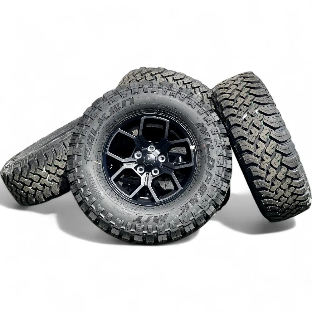 Jeep + Falken Jeep 5 Y-Spoke Powder Coat Black 17x7.5 Wheels 5x127 Rims with Falken Wildpeak M/T 285/70R17 Tires Wheel & Tire Package - View 2