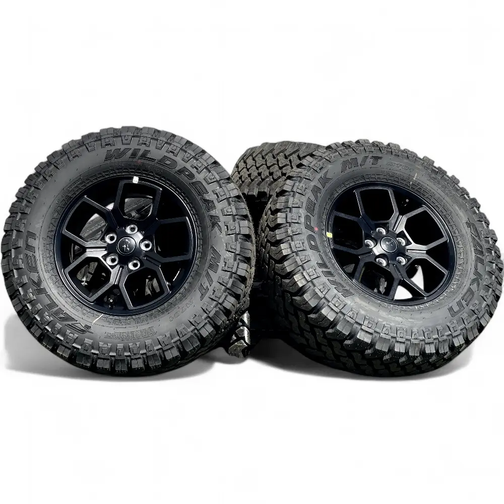 Jeep + Falken Jeep 5 Y-Spoke Powder Coat Black 17x7.5 Wheels 5x127 Rims with Falken Wildpeak M/T 285/70R17 Tires Wheel & Tire Package - View 2