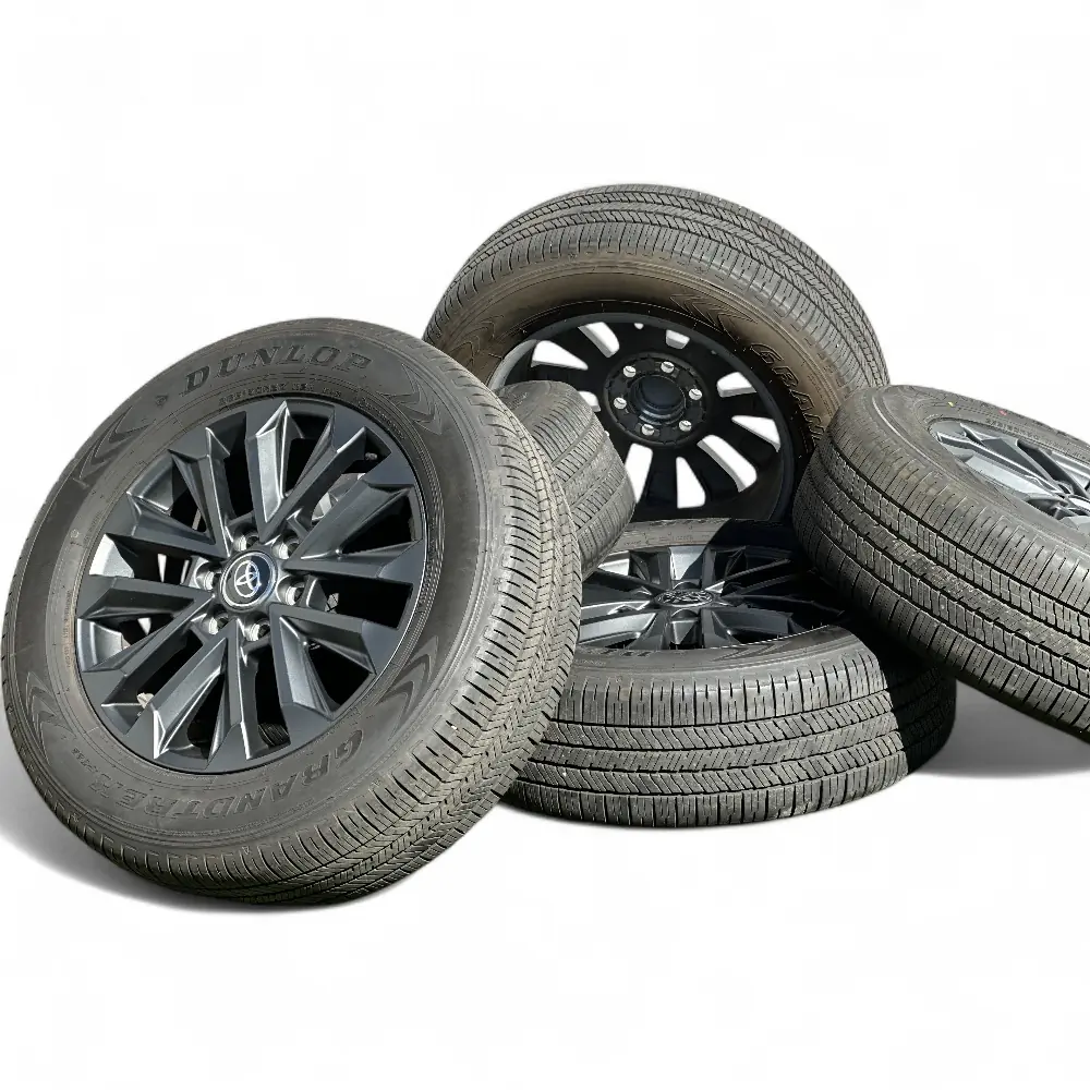 Toyota + Dunlop Toyota 12 Spoke Powder Coat Charcoal 20x7.5 Wheels 6x139.7 Rims with Dunlop Grandtrek PT22 265/60R20 Tires Wheel & Tire Package - View 4