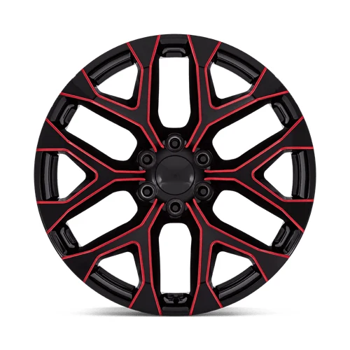 22 Inch GLOSS BLACK RED MILLED 6 Lug Rims 177MR-2295824