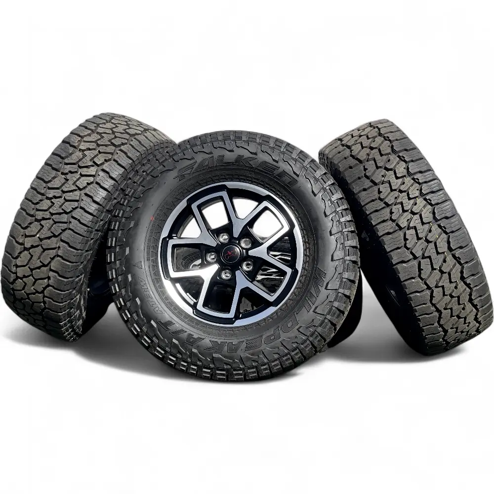 Jeep 10 Spoke Black Machined 17x7.5 Wheels 5x127 Rims with Falken Wildpeak A/T3W 285/70R17 Tires Jeep + Falken - Jeep 10 Spoke Black Machined 17x7.5 Wheels 5x127 Rims with Falken Wildpeak A/T3W 285/70R17 Tires - package - 17.0" diameter - 5x127