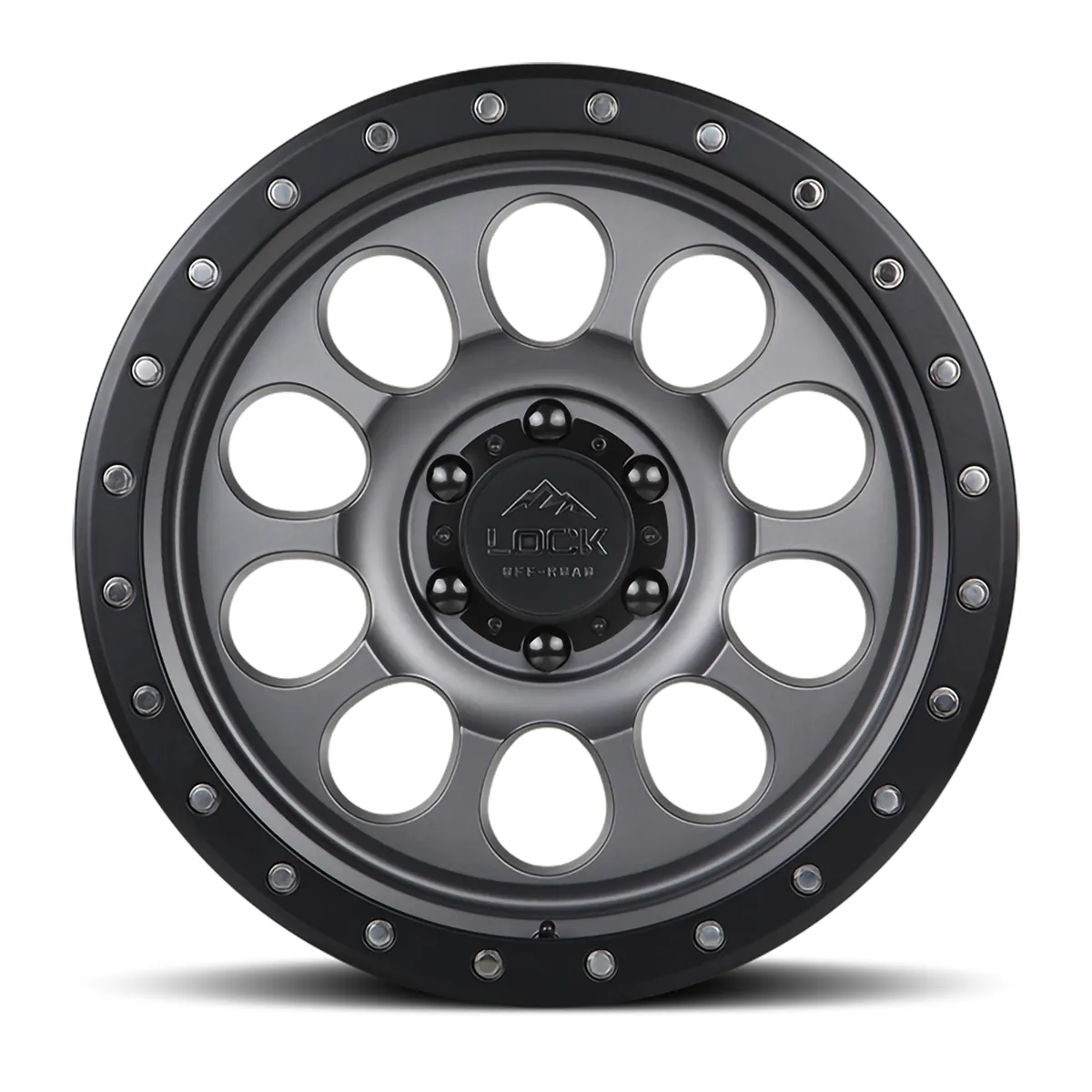 Lock Off-Road 50Cal Matte Grey With Matte Black Ring Wheel