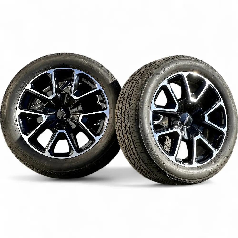 Chevrolet + Bridgestone Chevrolet 5 Y-Spoke Black Machined 22x9.0 Wheels 6x139.7 Rims with Bridgestone Alenza A/S 02 275/50R22 Tires Wheel & Tire Package - View 2
