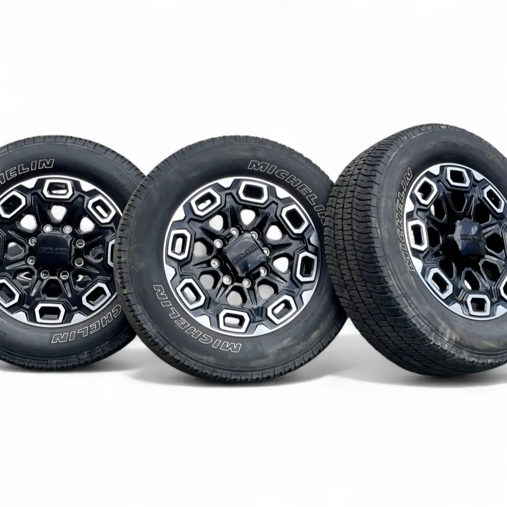 GMC + Michelin GMC 16 Slot Black Machined 20x8.5 Wheels 8x180 Rims with Michelin LTX A/T 2 275/65R20 Tires Wheel & Tire Package - View 6