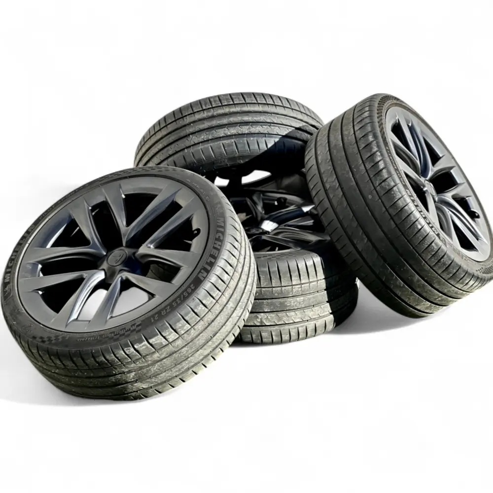Tesla + Michelin Tesla 10 Spoke Powder Coat Charcoal 21x9.5 Wheels 5x120 Rims with Michelin Pilot Sport 4S 265/35R21 Tires Wheel & Tire Package - View 6