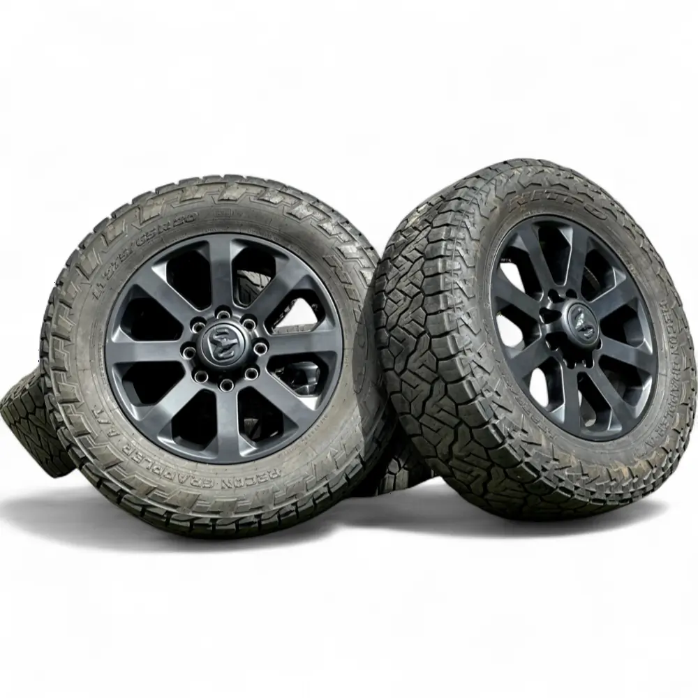 Dodge-Ram + Nitto Dodge-Ram 8 Spoke Powder Coat Black 20x8.0 Wheels 8x165.1 Rims with Nitto Recon Grappler A/T 275/65R20 Tires Wheel & Tire Package - View 2