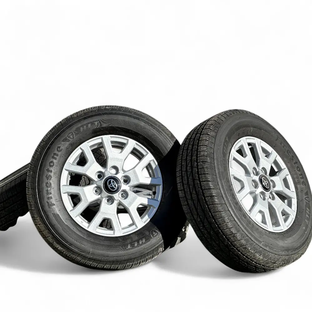Toyota + Firestone Toyota 6 Split Spoke Powder Coat Silver 17x7.0 Wheels 6x139.7 Rims with Firestone Destination LE3 245/70R17 Tires Wheel & Tire Package - View 2