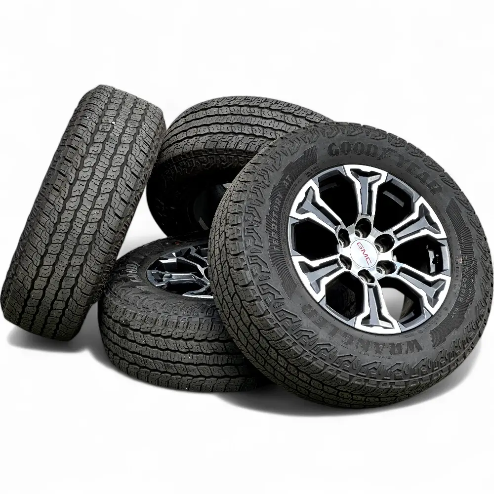 GMC + Goodyear GMC 6 Spoke Charcoal Machined 18x8.5 Wheels 6x139.7 Rims with Goodyear Wrangler Territory AT 265/65R18 Tires Wheel & Tire Package - View 5