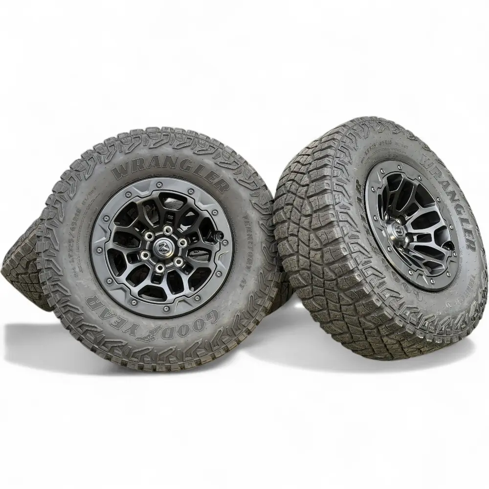 Dodge-Ram + Goodyear OEM Dodge-Ram Beadlock Rims Black 18x9 Wheels 6x139.7mm with Goodyear Wrangler DuraTrac 325/65R18 Tires Wheel & Tire Package - View 2